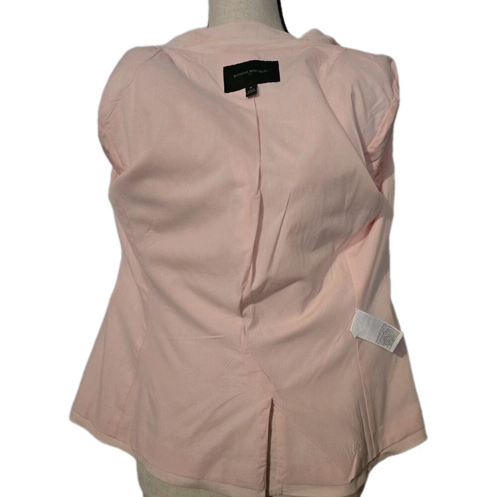 Banana Republic Blush Pink Linen Blend Tailored Blazer Preppy Womens Size 6 - Picture 6 of 8